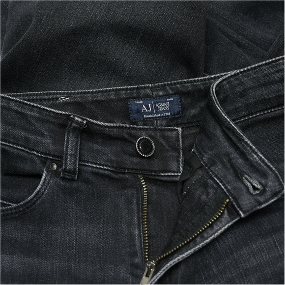 ARMANI JEANS A|J W27 L30 Slim Fit Dark Wash Black Stretch Medium Rise - Picture 6 of 15
